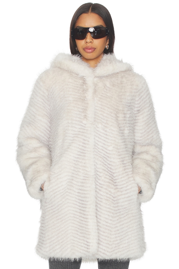 view 2 of 6 Eden Faux Fur Coat in Cream With Grey Tip
