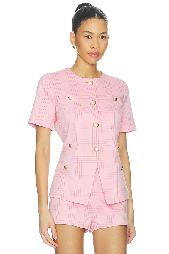 view 2 of 5 Reyes Windowpane Suiting Jacket in Pink & Red Plaid