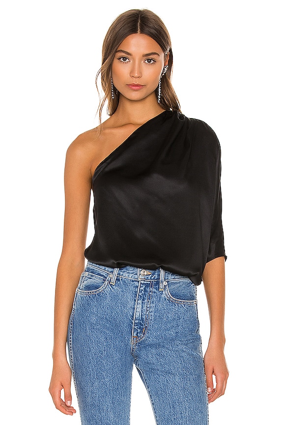 Generation Love Leah Drape Blouse in Black | REVOLVE