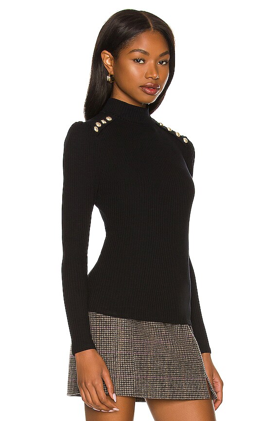 view 2 of 4 Fergie Button Top in Black