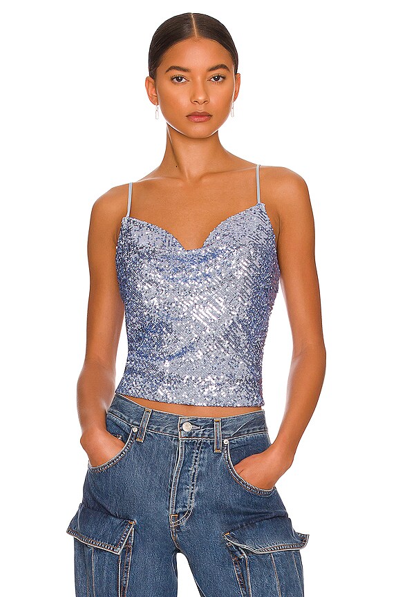 view 1 of 5 Monet Sequin Cami in Chambray Blue