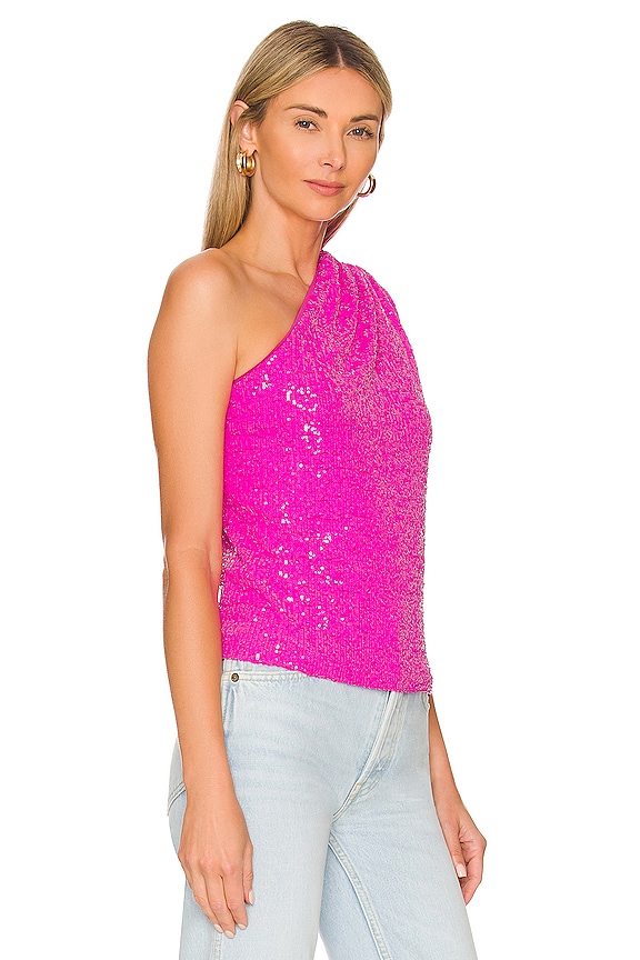 view 2 of 5 Tina Sequin Top in Hot Pink