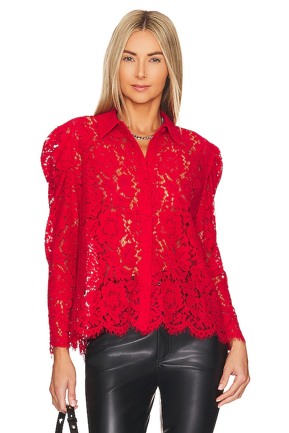 view 2 of 5 Valencia Lace Blouse in Red
