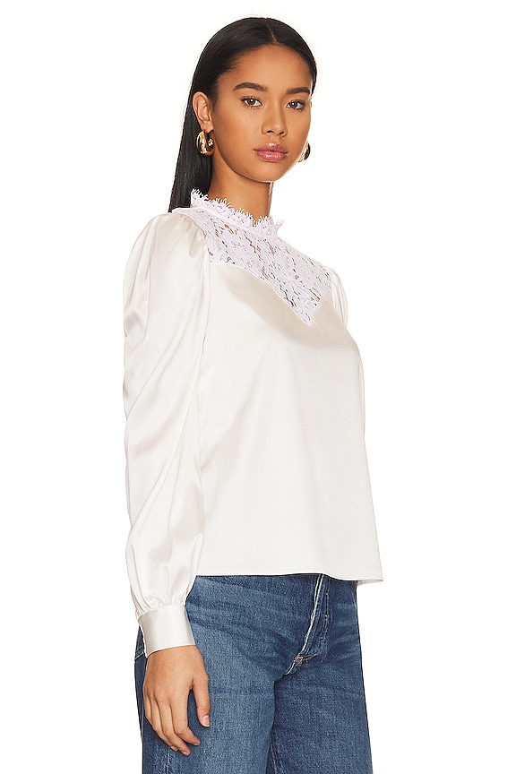 view 2 of 4 Libby Lace Combo Blouse in White in Whitte