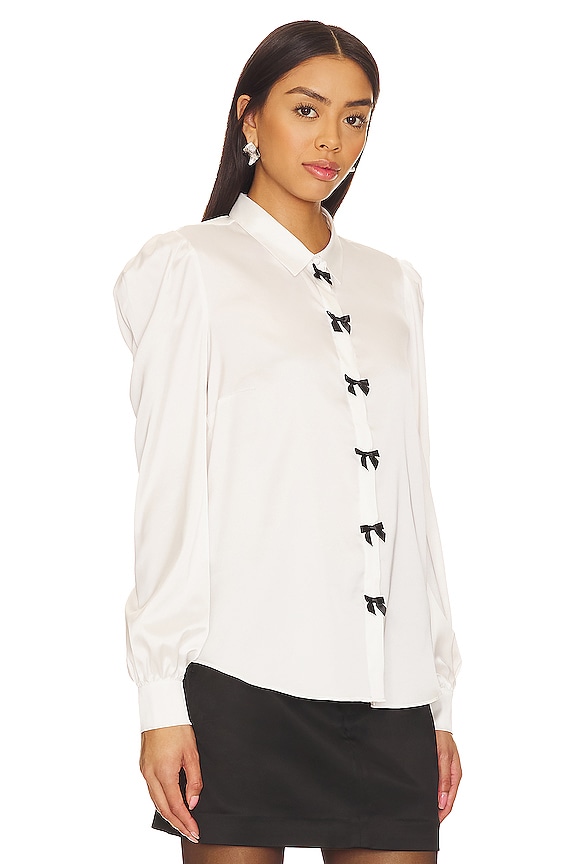view 2 of 4 Arly Bow Blouse in White & Black