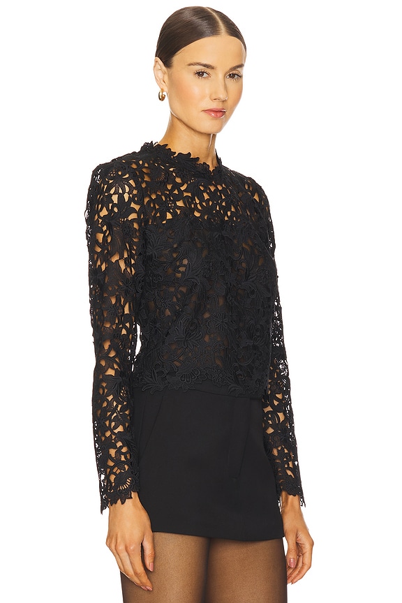 view 2 of 5 Minda Guipure Lace Top in Black