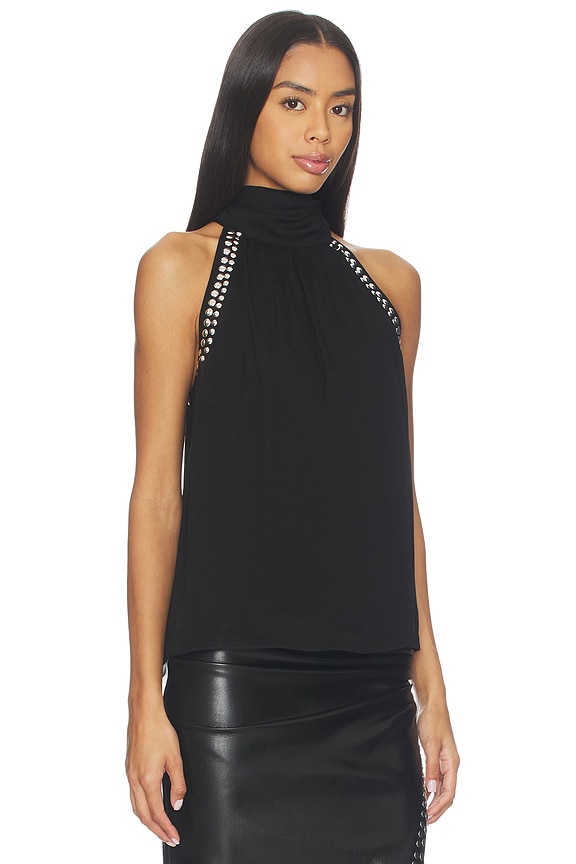 view 2 of 5 Brenna Studded Halter Blouse in Black & Silver