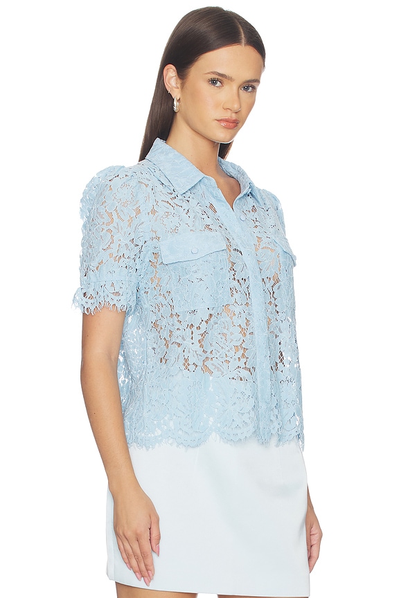 view 2 of 4 Mina Lace Shirt in Dusty Blue