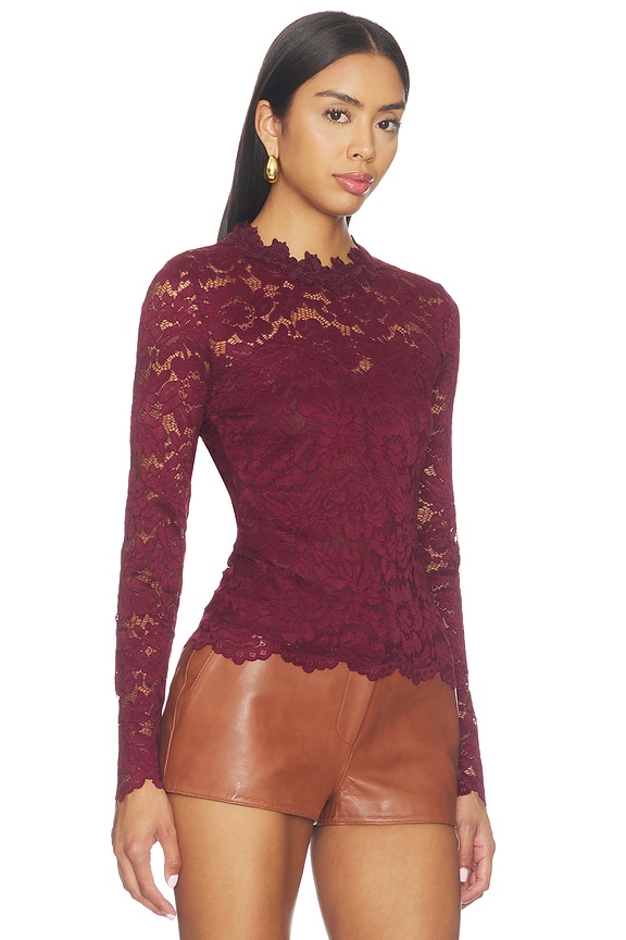 view 2 of 4 Vix Lace Top in Cabernet
