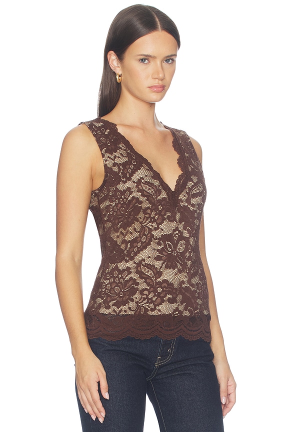 view 2 of 4 Leila Lace Top in Espresso & Beige