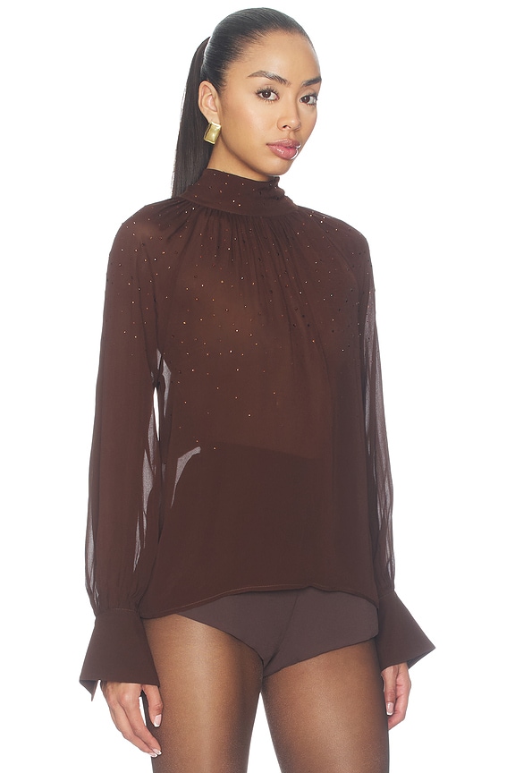 view 2 of 5 Noor Combo Crystal Blouse in Espresso