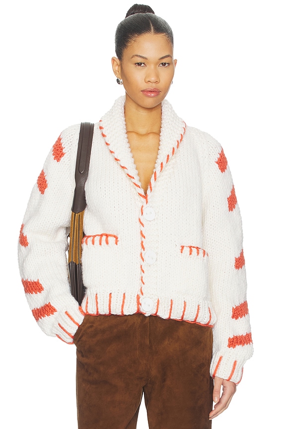 view 2 of 5 Coyote Cardigan in Snow & Orange