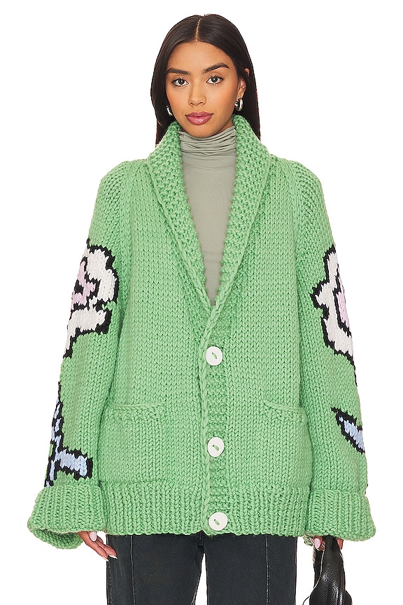 GOGO Sweaters Flower Jacket in Jade REVOLVE