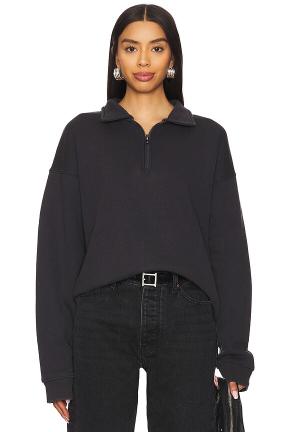 view 2 of 5 SWEAT À COURTE GLISSIÈRE WASHED in Blue Graphite Multi