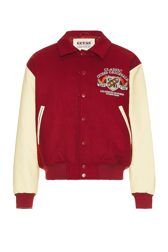 view 2 of 4 Authentic Letterman Jacket in Dark Jam Red