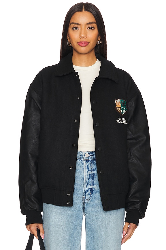 view 2 of 5 Crest Letterman Jacket in Jet Black