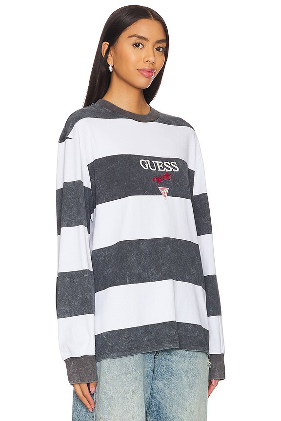 view 2 of 5 T-shirt longues manches à larges rayures in GJ MEDIUM GREY HEATHER