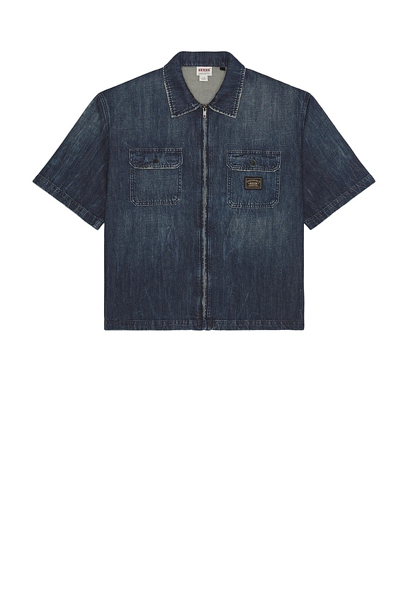view 1 of 5 CAMISA DE MEZCLILLA CON CREMALLERA in Cross Hatch Dark Wash