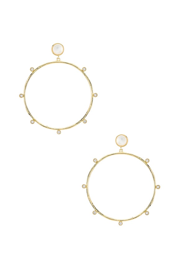view 1 of 2 Eloise Gem Drop Hoop Earrings in Mother of Pearl & Gold