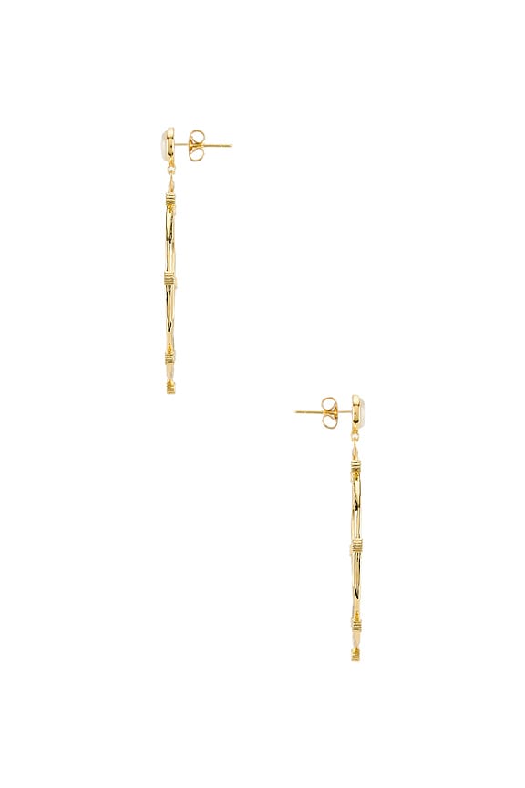 view 2 of 2 Eloise Gem Drop Hoop Earrings in Mother of Pearl & Gold