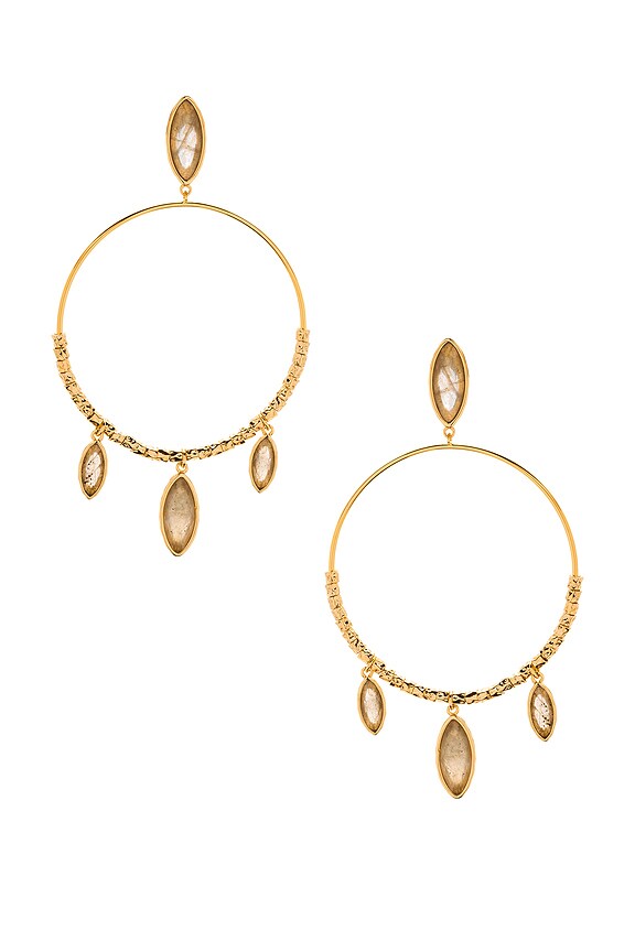 view 1 of 2 Palisades Drop Hoops in Labradorite & Gold
