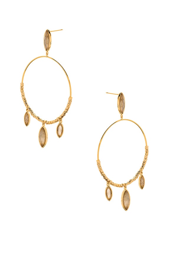 view 2 of 2 Palisades Drop Hoops in Labradorite & Gold