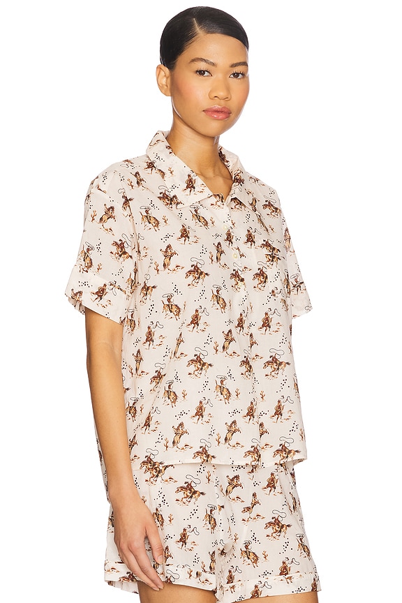 view 2 of 5 The Short Sleeve Pajama Shirt in Cream Cowboy