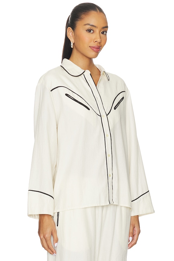 view 2 of 4 THE FLANNEL 탑 in Cream & Black