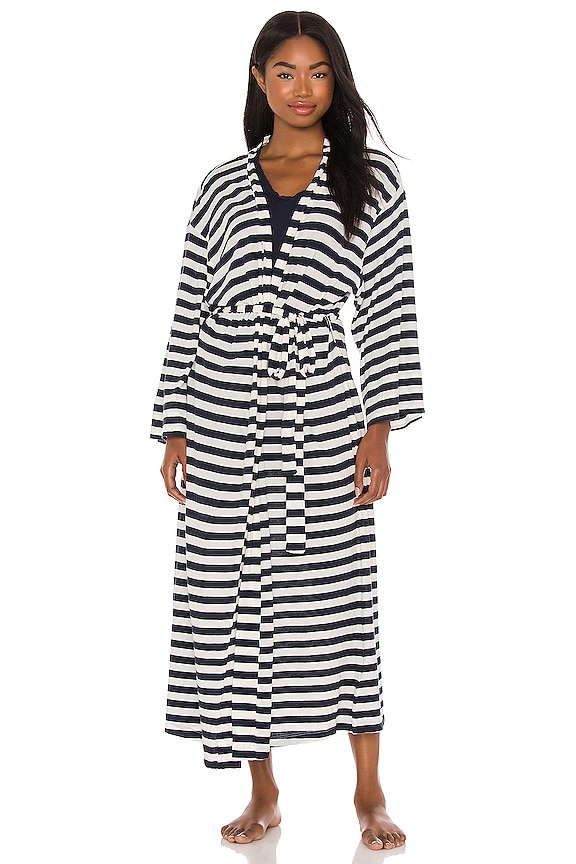 view 2 of 4 ALBORNOZ THE ROBE in Midnight & Washed White Stripe
