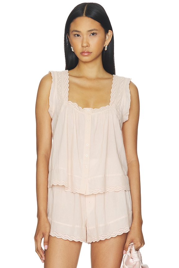 view 2 of 5 The Eyelet Tank in Washed Rose