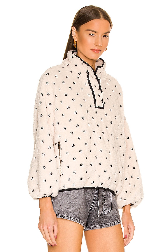 view 2 of 4 The Countryside Sherpa Pullover in Cream & Black Embroidered Floral