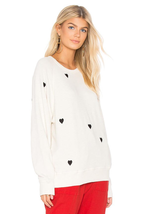 view 2 of 4 SUDADERA THE COLLEGE SWEATSHIRT in Washed White With Black Hearts