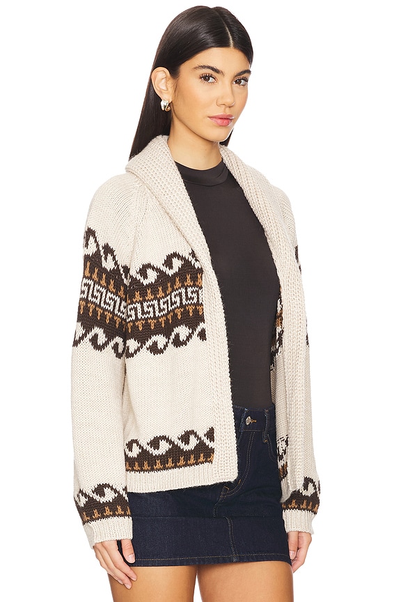 view 2 of 4 The Greek Key Lodge Cardigan in Cream & Driftwood
