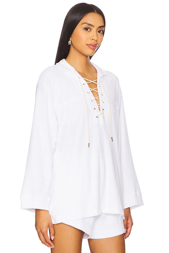 view 2 of 4 Micro Terry Lace Up Tunic in True White
