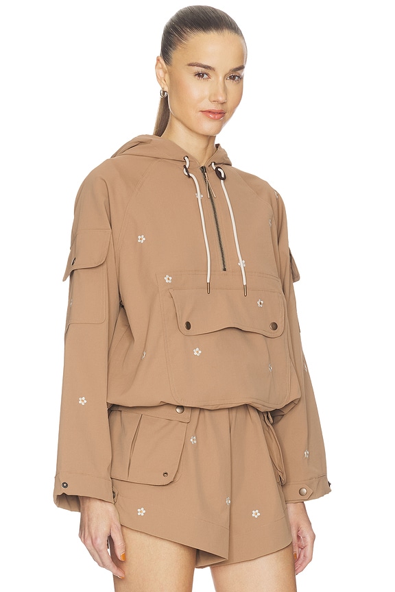 view 2 of 5 PULL THE EMBROIDERED CROPPED in Khaki With Daisy Embroidery