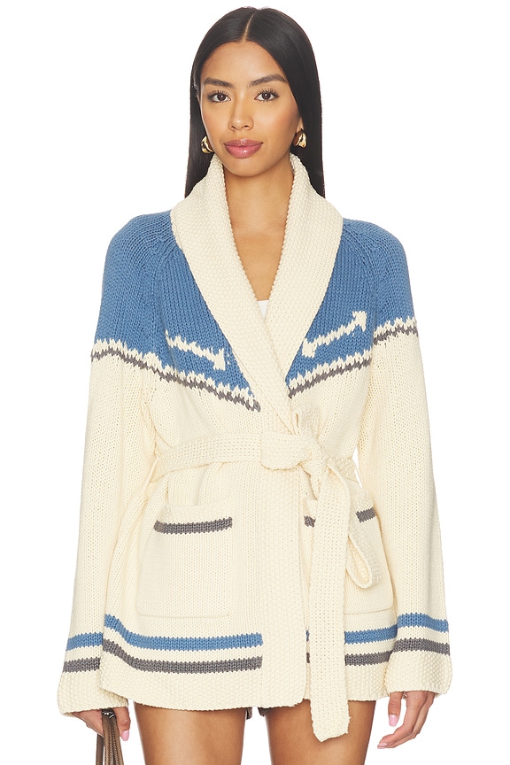 view 1 of 5 The Western Riding Cardigan Sweater X Stetson Collab in Robin Blue