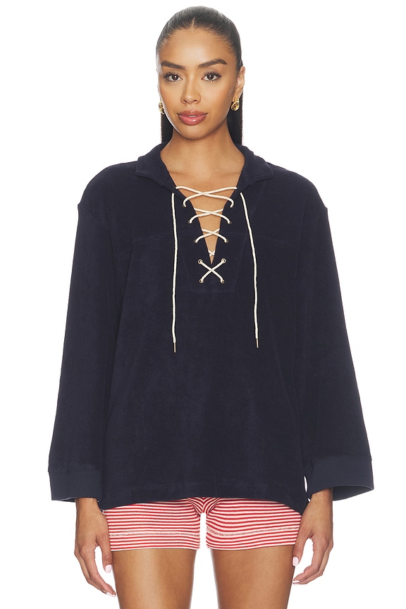view 1 of 4 The Micro Terry Lace Up Tunic in Navy