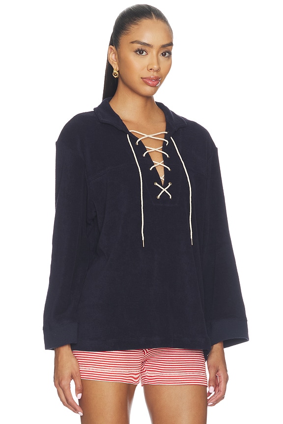 view 2 of 4 The Micro Terry Lace Up Tunic in Navy