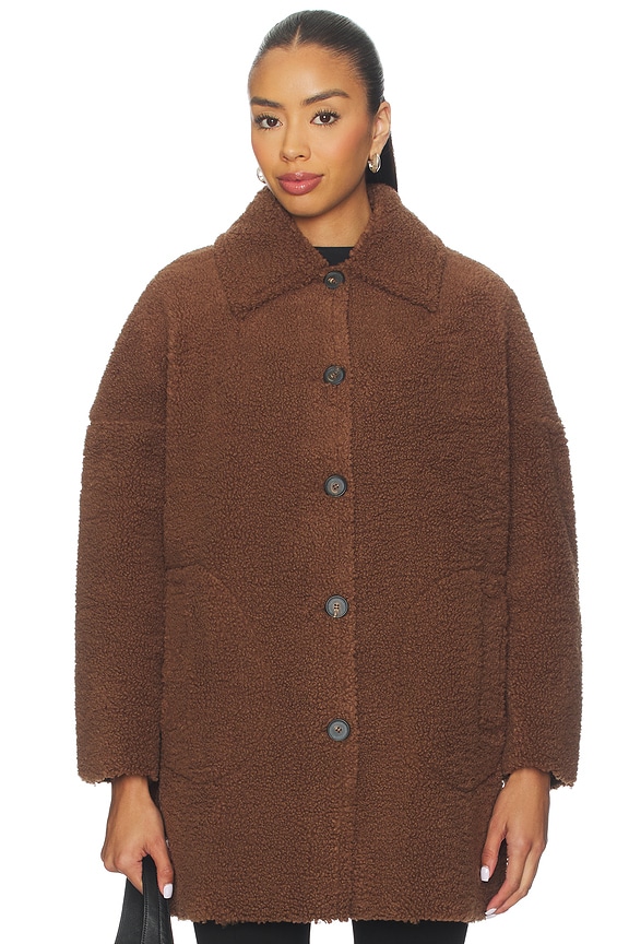 view 2 of 5 The Plush Car Coat in Chocolate