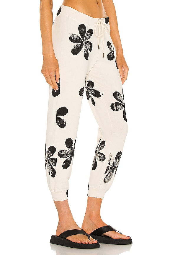 view 2 of 4 The Cropped Daisy Stamp Sweatpant in Washed White