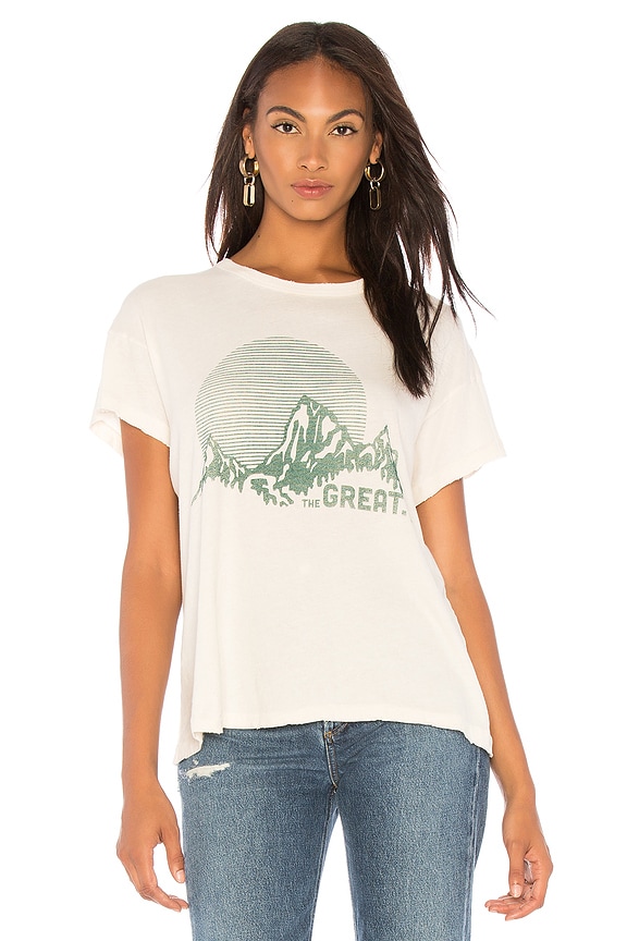 view 2 of 5 The Boxy Crew in Washed White With Mountain Graphic