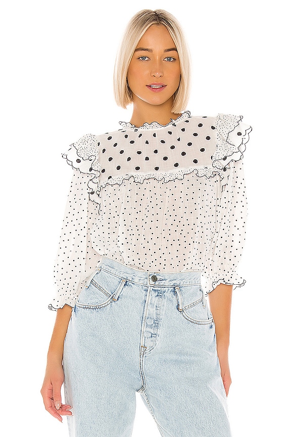 view 1 of 4 The Doll Top in Black & White Polka Dot
