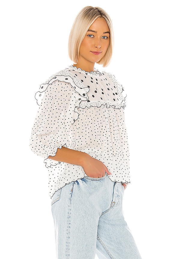 view 2 of 4 The Doll Top in Black & White Polka Dot