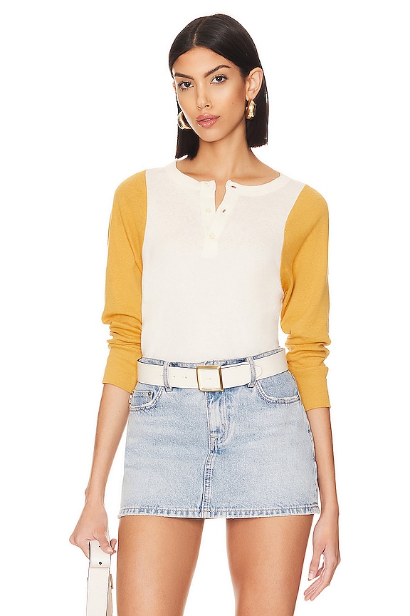 The Great the Baseball Henley in Washed White With Marigold REVOLVE