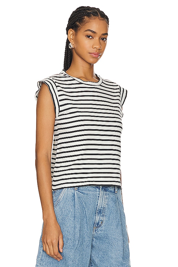 view 2 of 4 CAMISETA THE PEAK in Black & Cream Gondola Stripe