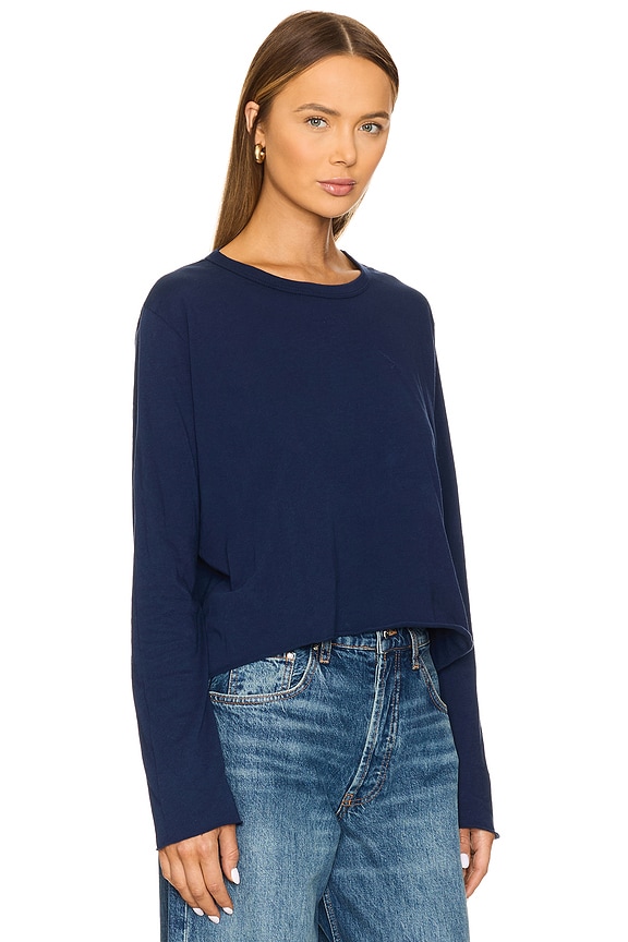 view 2 of 4 The Long Sleeve Crop Tee in True Navy