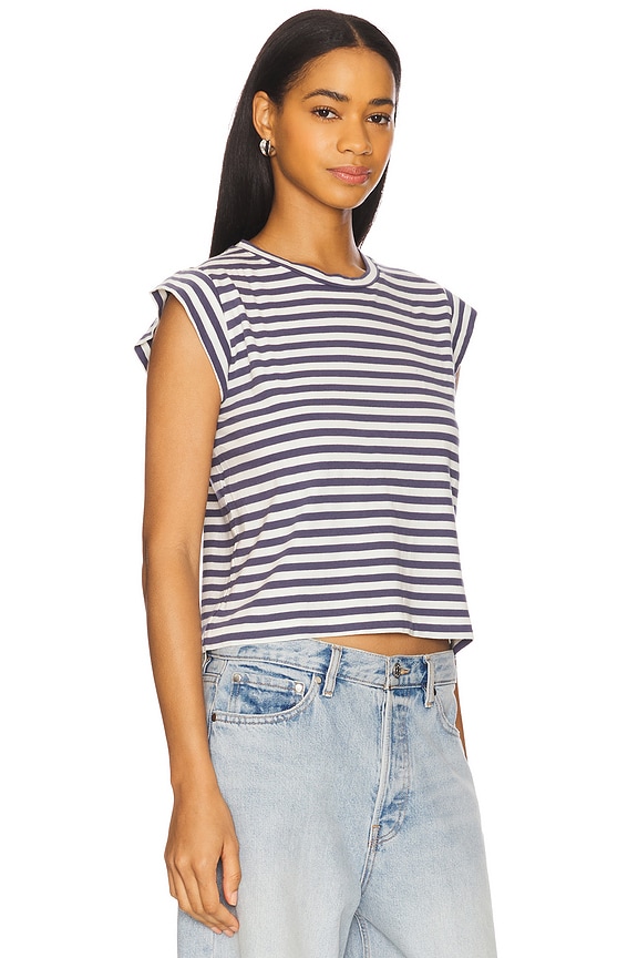 view 2 of 5 The Peak Shoulder Tee in Vintage Blue Stripe