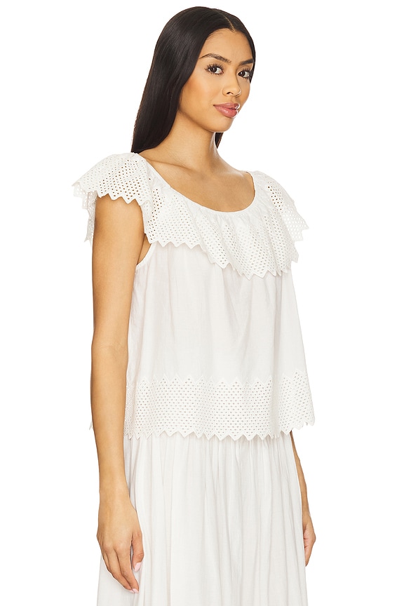 view 2 of 5 The Westport Top With Honeycomb Eyelet in White