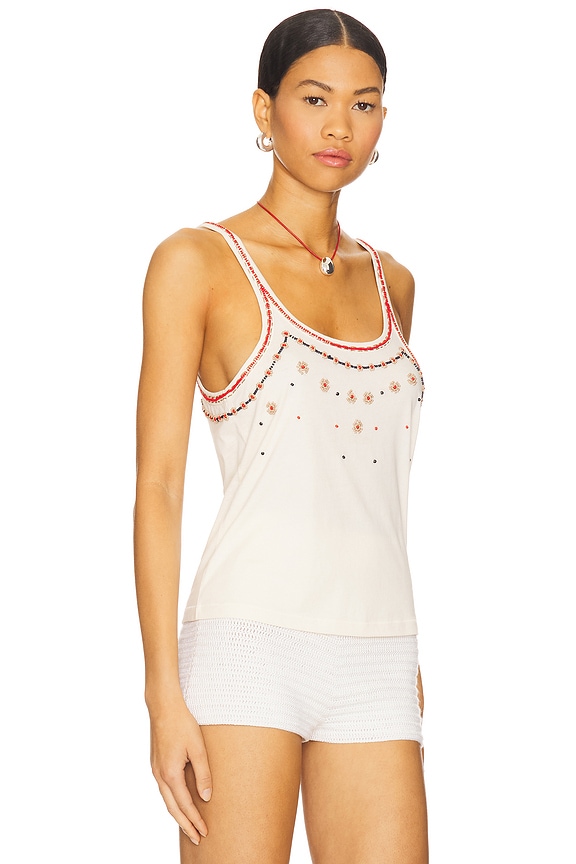 view 2 of 5 Beaded Slim Tank in Washed White