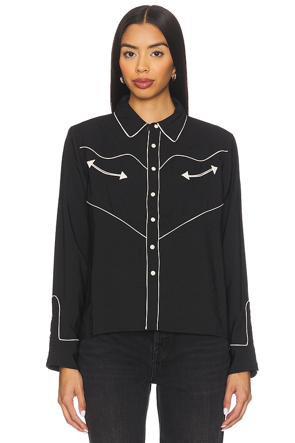 view 2 of 5 The Western Shirt in Black With Cream